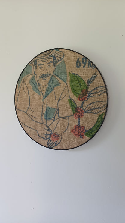 Smukt indrammet kaffesæk - Kaffefarmer fra Guatemala