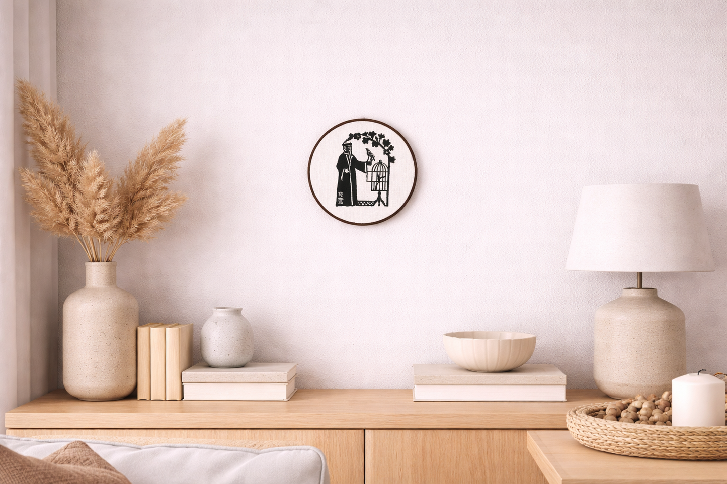 Nattergalen - broderet eventyr til væggen