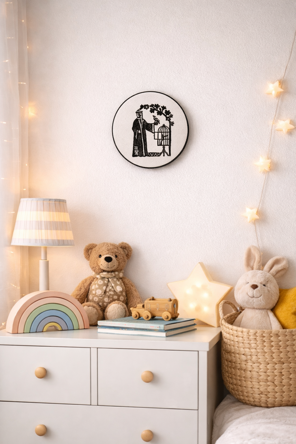 Nattergalen - broderet eventyr til væggen