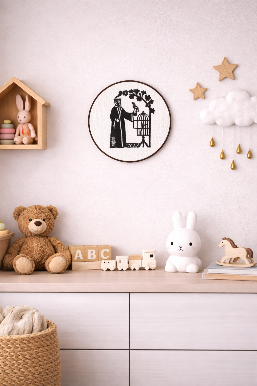 Nattergalen - broderet eventyr til væggen